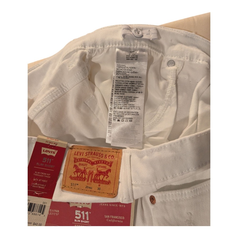 BBC-3 Levi's 511 Boys White Stretch Jean‎ Shorts Size 20 Reg W30 - White - Picture 4 of 4